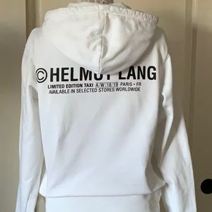 Helmut Lang Sweatshirt with Hood Logo White Long Sleeves Front Pocket Size M